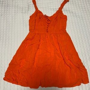 Blue Rain Bright Orange Kids Dress